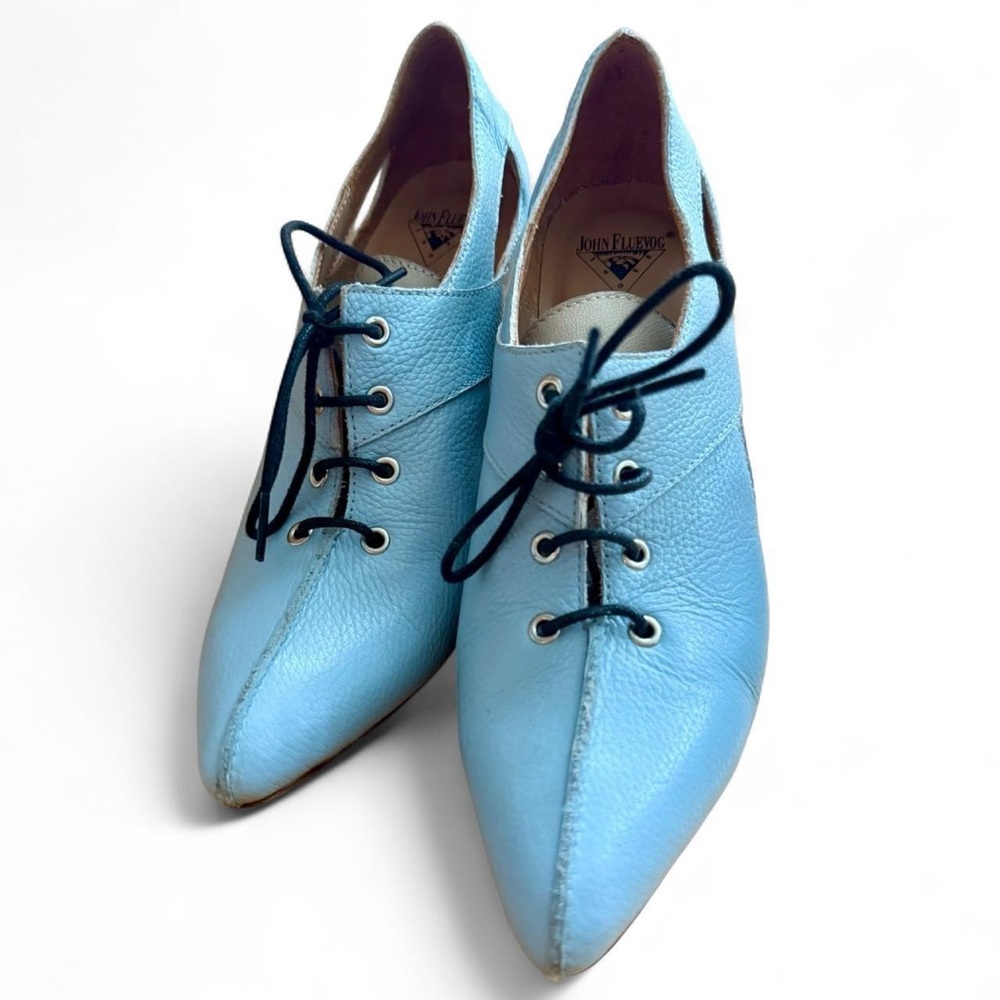 John Fluevog Pegasi Lace Up Pumps Baby Blue Light Size 6